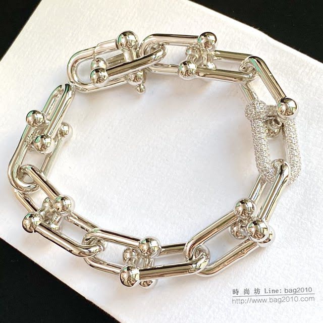 Tiffany飾品 蒂芙尼女士專櫃爆款純銀HardWear鏈環手鏈 Tiffany關節粗款手鏈  zgt1796